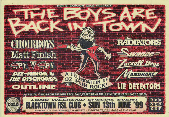 The Boys Are Back In Town Show Flyer 1999