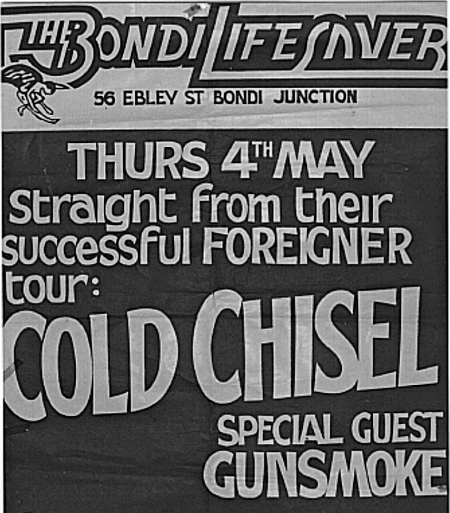 Bondi Lifesaver poster for Cold Chisel and Gunsmoke