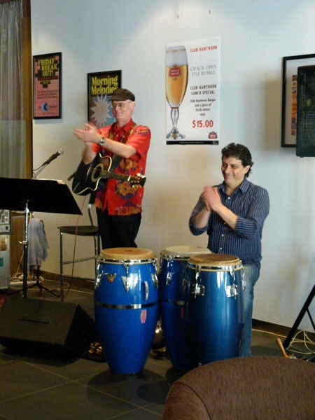 D.O. & percussionist Elbio at last year\'s Hawthorn Club December residency 2011
